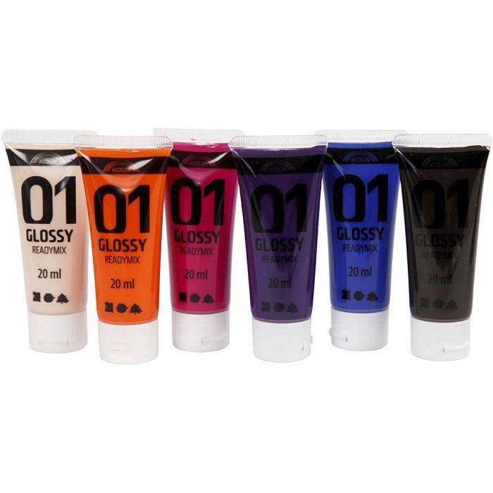 Pintura Acrilica Glossy, colores adicionales, 6x20 ml/ 1 paquete