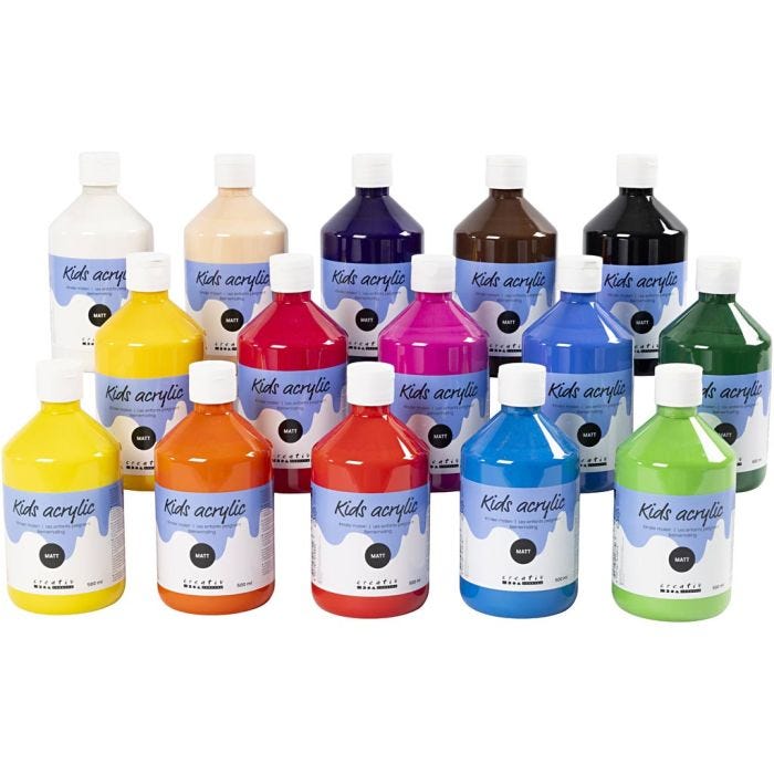 Pintura Acrilica Mate, surtido de colores, 15x500 ml/ 1 paquete