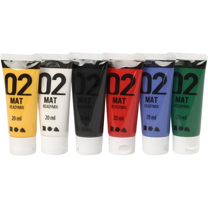 Pintura Acrilica Mate, colores estándar, 6x20 ml/ 1 paquete