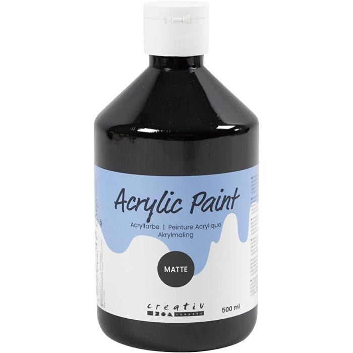 Pintura Acrilica Mate, negro, 500ml/ 1 botella
