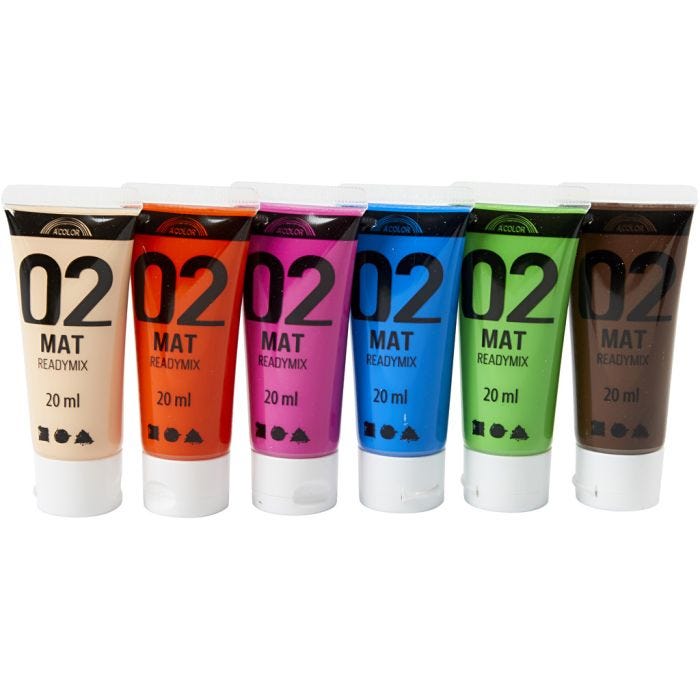 Pintura Acrilica Mate, colores adicionales, 6x20ml/ 1 paquete