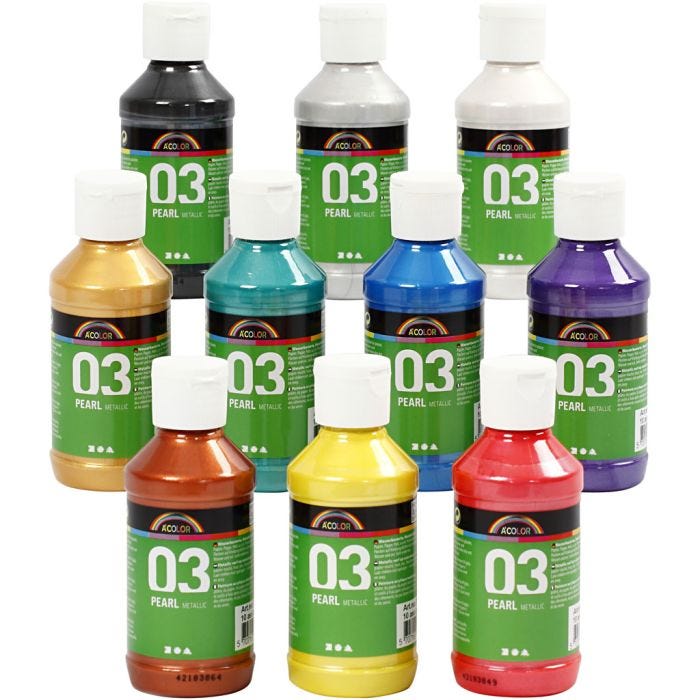 Pintura Acrílica Metálica, Metálica, surtido de colores, 10x120ml/ 1 paquete