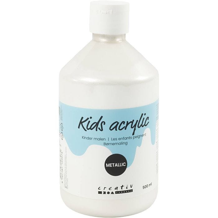 Pintura Acrílica Metálica, Metálica, blanco, 500 ml/ 1 botella