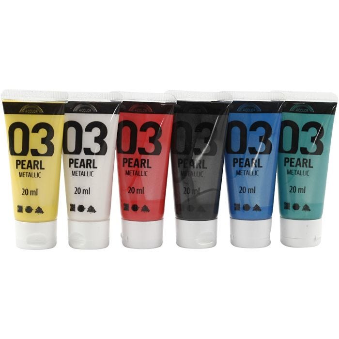 Pintura Acrílica Metálica, Metálica, colores estándar, 6x20 ml/ 1 paquete