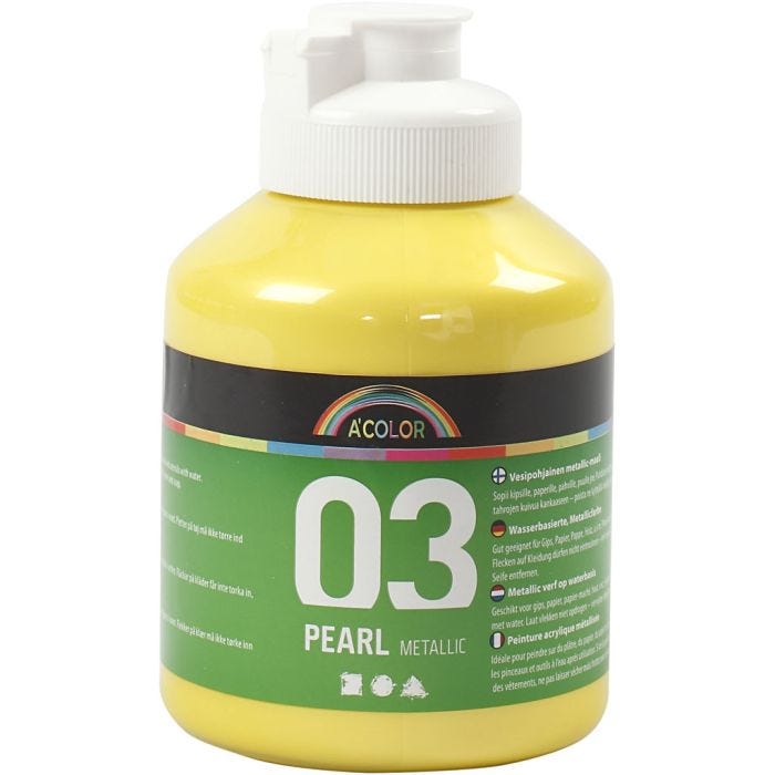Pintura Acrílica Metálica, Metálica, amarillo, 500 ml/ 1 botella