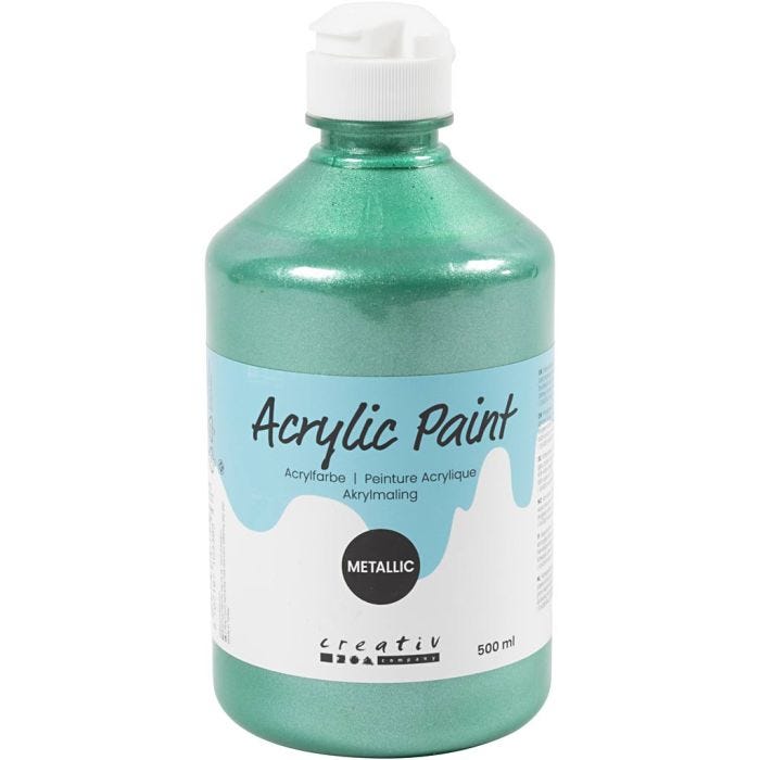 Pintura Acrílica Metálica, Metálica, verde, 500 ml/ 1 botella
