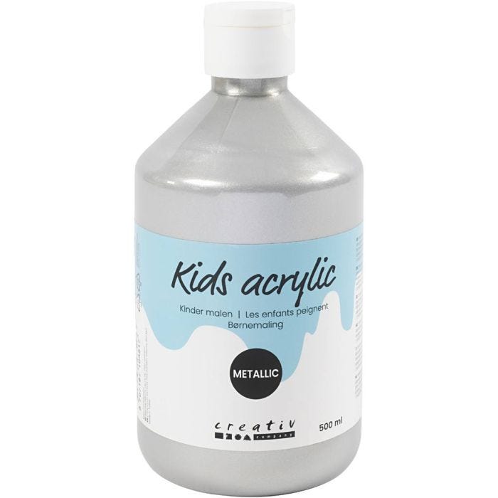 Pintura Acrílica Metálica, Metálica, plata, 500 ml/ 1 botella