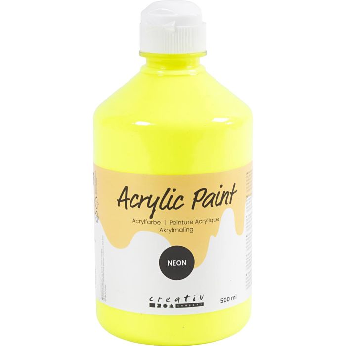 Pintura Acrílica Neón, amarillo neón, 500 ml/ 1 botella