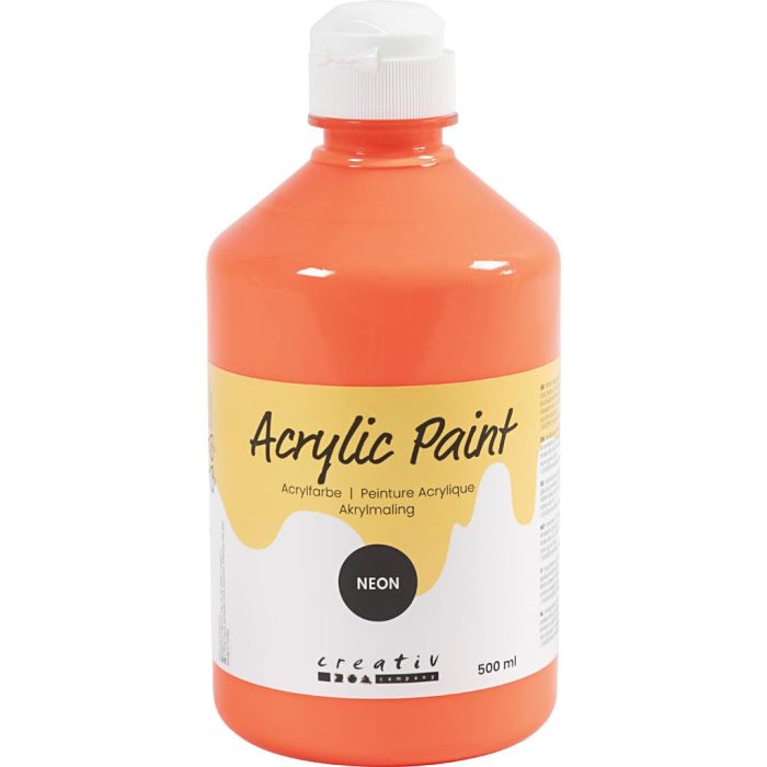 Pintura Acrílica Neón, rojo neón, 500 ml/ 1 botella
