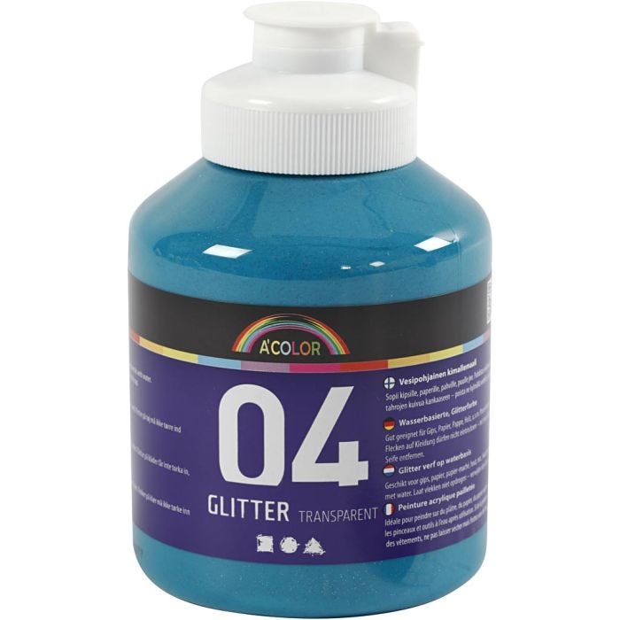 Pintura acrílica con purpurina, turquesa, 500 ml/ 1 botella