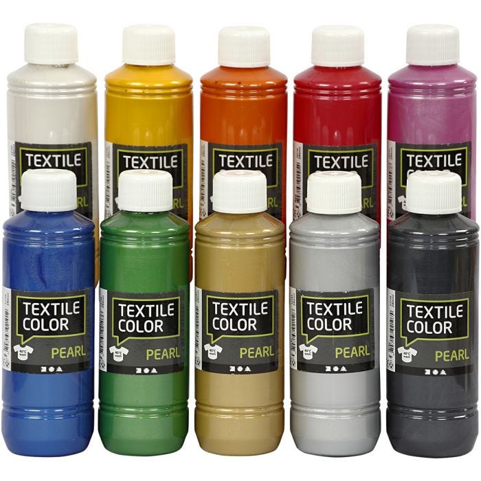 Colorante textil, perlado, surtido de colores, 10x250 ml/ 1 paquete