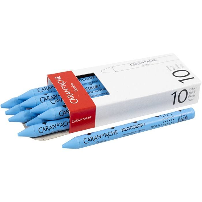 CARAN D’ACHE Neocolor I, L. 10 cm, grosor 8,5 mm, light blue (161), 10 ud/ 1 paquete