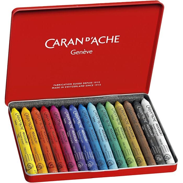 CARAN D’ACHE Neocolor I, L. 10 cm, grosor 8,5 mm, surtido de colores, 15 ud/ 1 paquete