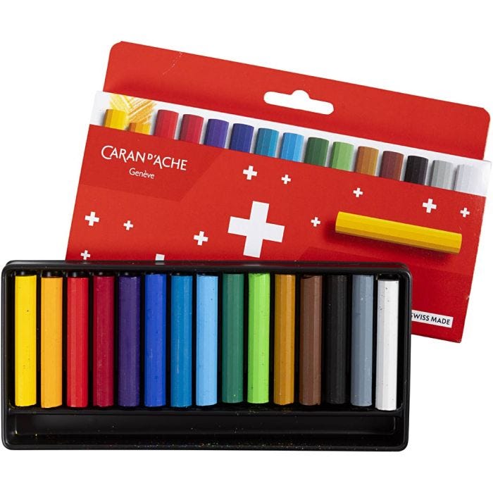 CARAN D’ACHE Neocolor I, Junior, L. 5 cm, grosor 8,5 mm, surtido de colores, 15 ud/ 1 paquete