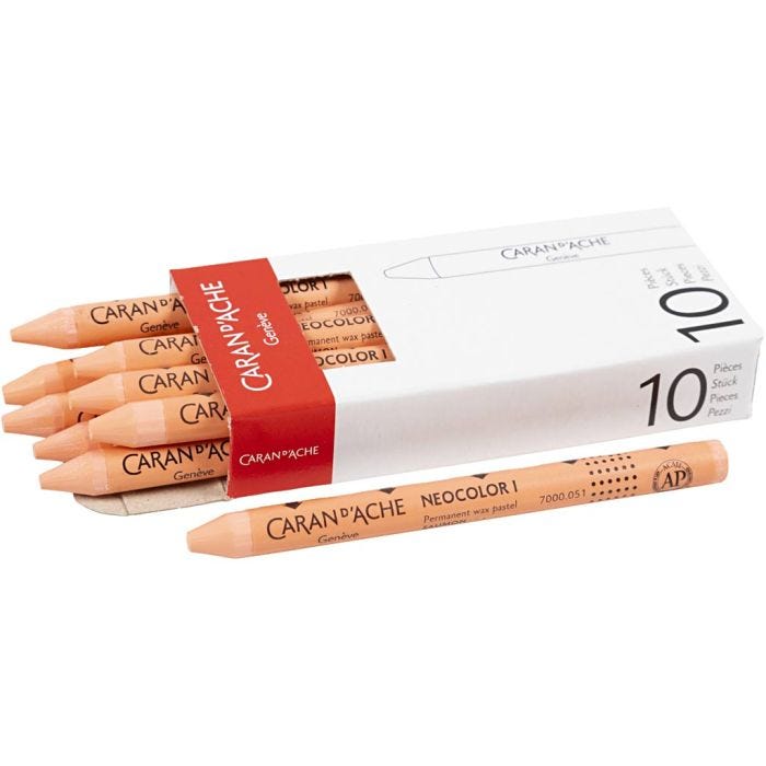 CARAN D’ACHE Neocolor I, L. 10 cm, grosor 8,5 mm, salmón (051), 10 ud/ 1 paquete