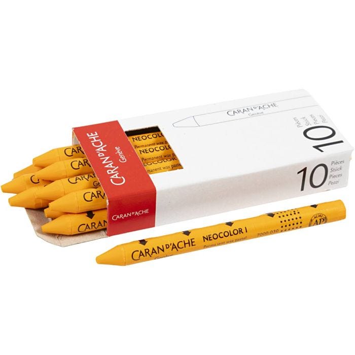 CARAN D’ACHE Neocolor I, L. 10 cm, grosor 8,5 mm, orange (030), 10 ud/ 1 paquete