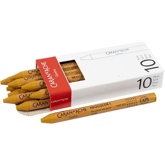 CARAN D’ACHE Neocolor I, L. 10 cm, grosor 8,5 mm, ocre (035), 10 ud/ 1 paquete