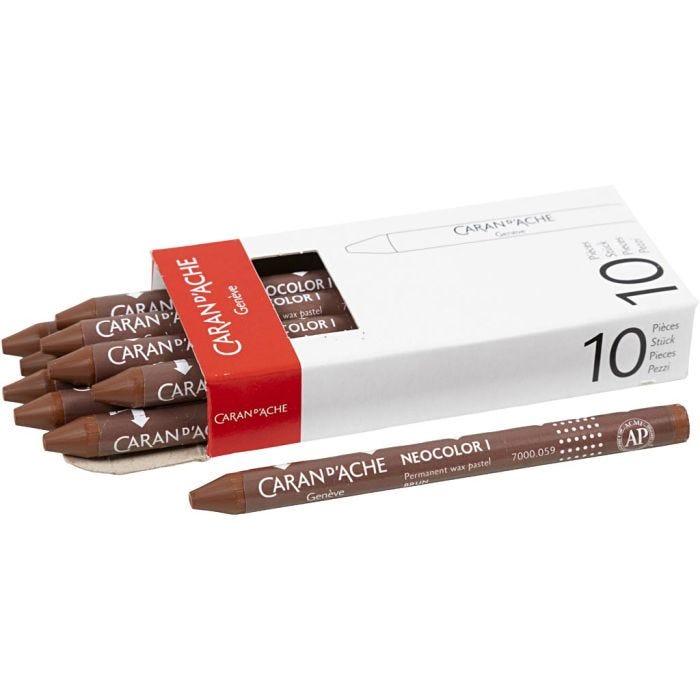 CARAN D’ACHE Neocolor I, L. 10 cm, grosor 8,5 mm, brown (059), 10 ud/ 1 paquete