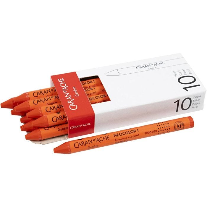 CARAN D’ACHE Neocolor I, L. 10 cm, grosor 8,5 mm, vermilion (060), 10 ud/ 1 paquete
