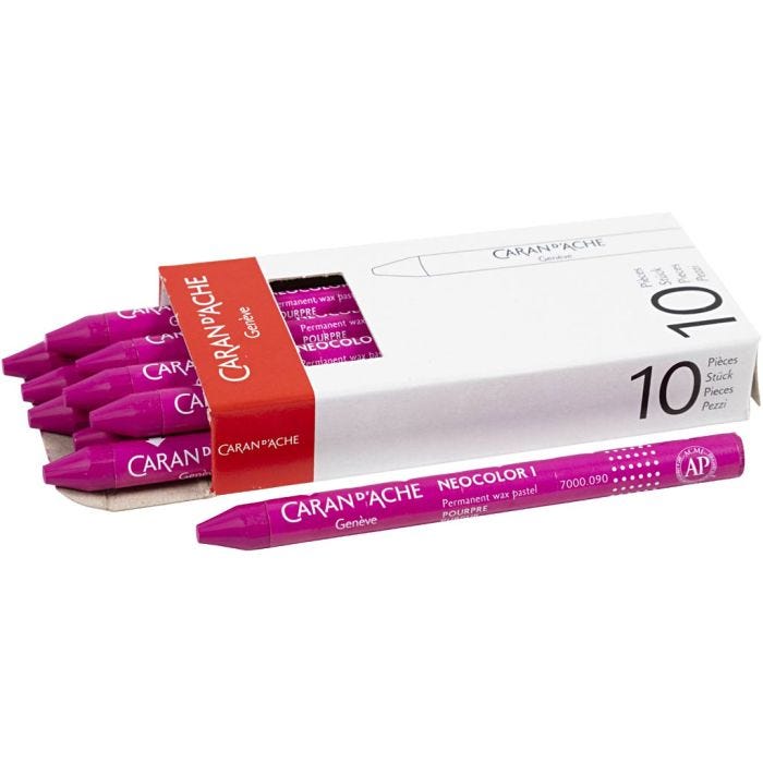 CARAN D’ACHE Neocolor I, L. 10 cm, grosor 8,5 mm, crimson (090), 10 ud/ 1 paquete