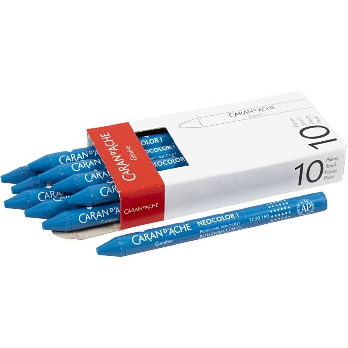 CARAN D’ACHE Neocolor I, L. 10 cm, grosor 8,5 mm, cobalt blue (160), 10 ud/ 1 paquete
