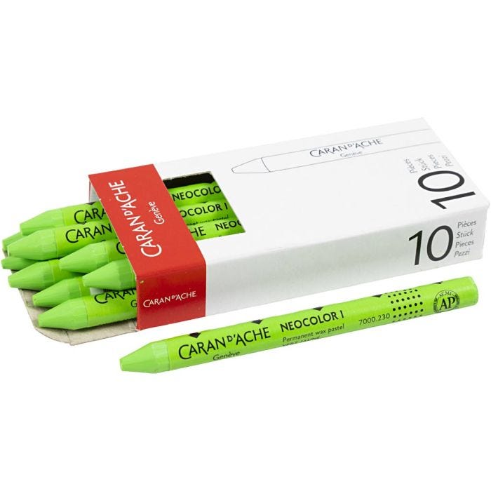 CARAN D’ACHE Neocolor I, L. 10 cm, grosor 8,5 mm, yellow green (230), 10 ud/ 1 paquete