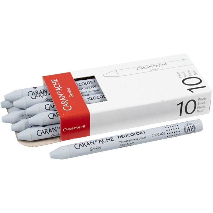 CARAN D’ACHE Neocolor I, L. 10 cm, grosor 8,5 mm, light grey (003), 10 ud/ 1 paquete