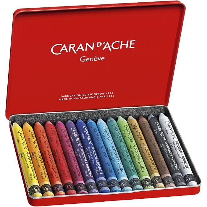CARAN D’ACHE Neocolor II, L. 10 cm, grosor 8,5 mm, surtido de colores, 15 ud/ 1 paquete