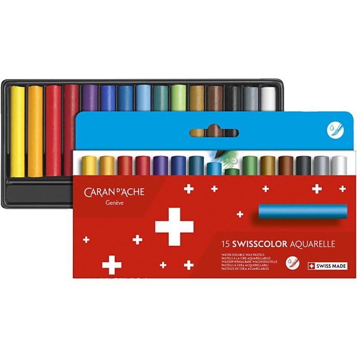 CARAN D’ACHE Neocolor II, Junior, L. 5 cm, grosor 8,5 mm, surtido de colores, 15 ud/ 1 paquete
