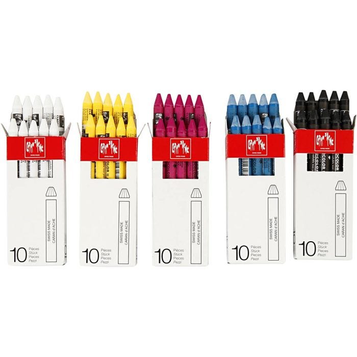 CARAN D’ACHE Neocolor II, L. 10 cm, grosor 8,5 mm, surtido de colores, 5x10 ud/ 1 paquete
