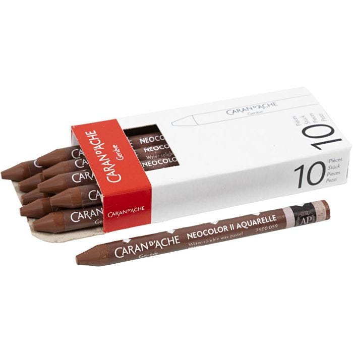 CARAN D’ACHE Neocolor II, L. 10 cm, grosor 8,5 mm, brown (059), 10 ud/ 1 paquete