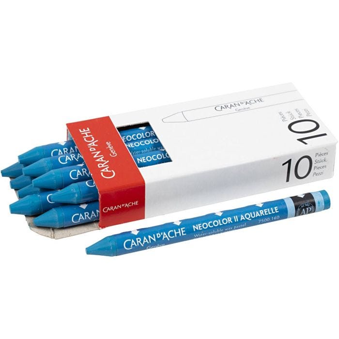 CARAN D’ACHE Neocolor II, L. 10 cm, grosor 8,5 mm, cobalt blue (160), 10 ud/ 1 paquete
