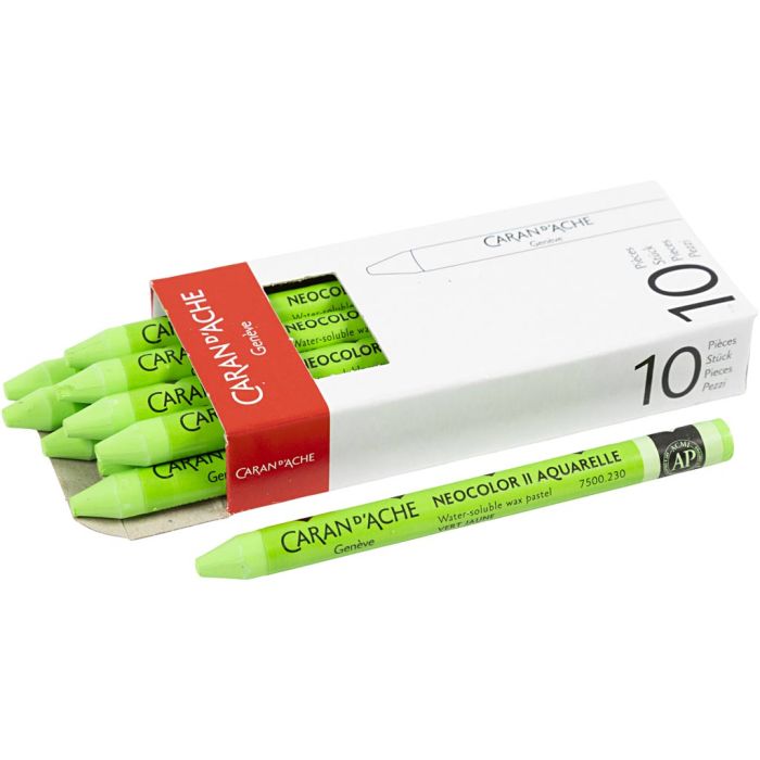 CARAN D’ACHE Neocolor II, L. 10 cm, grosor 8,5 mm, yellow green (230), 10 ud/ 1 paquete