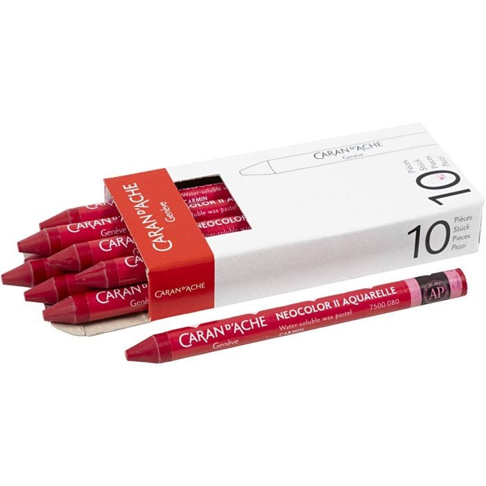 CARAN D’ACHE Neocolor II, L. 10 cm, grosor 8,5 mm, carmín (080), 10ud/ 1 paquete