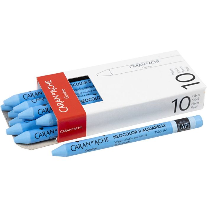 CARAN D’ACHE Neocolor II, L. 10 cm, grosor 8,5 mm, light blue (161), 10 ud/ 1 paquete