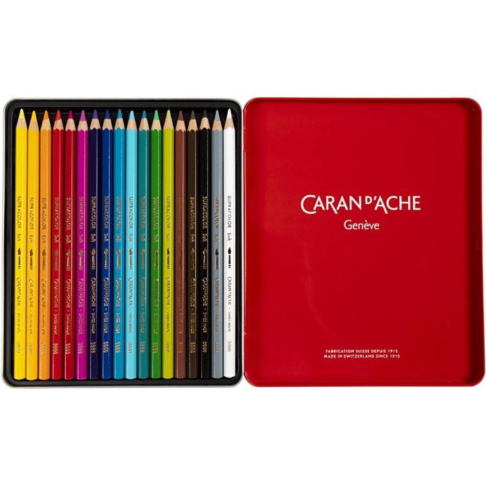 CARAN D’ACHE Supracolor II, L. 17 cm, mina 3.8 mm, surtido de colores, 18 ud/ 1 paquete