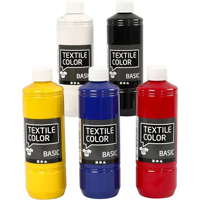 Colorante textil, colores primario, 5x500 ml/ 1 paquete