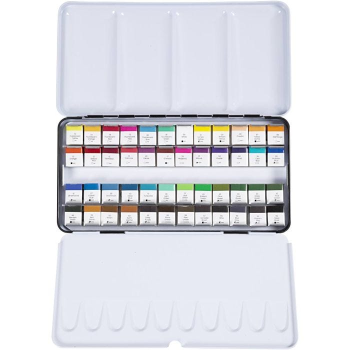 Pinturas Acuarelables Art, ½-pan, medidas 10x15x20 mm, colores estándar, 48 color/ 1 paquete