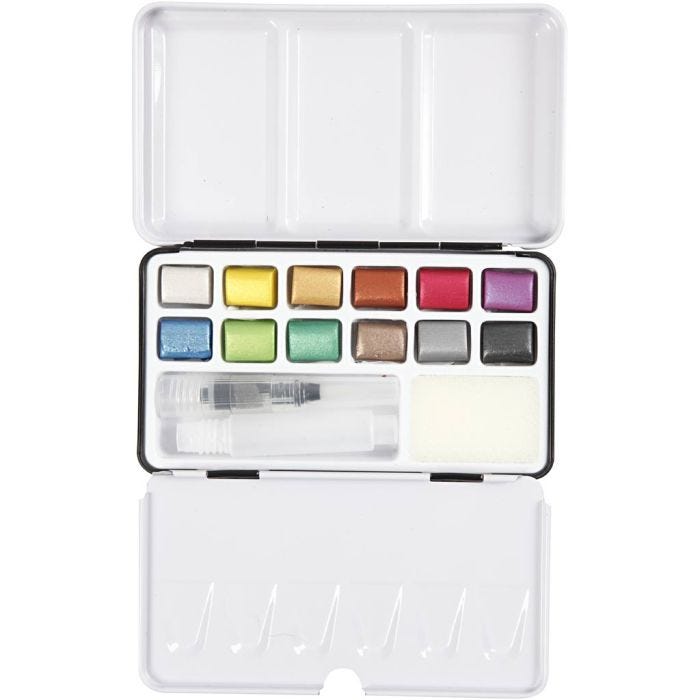 Pinturas Acuarelables Art, colores metálicos, 12 color/ 1 paquete