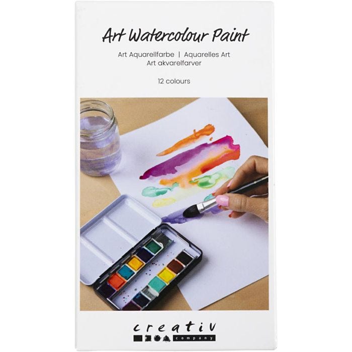 Pinturas Acuarelables Art, ½-pan, Flores y paisajes, medidas 10x15x20 mm, surtido de colores, 12 color/ 1 ud