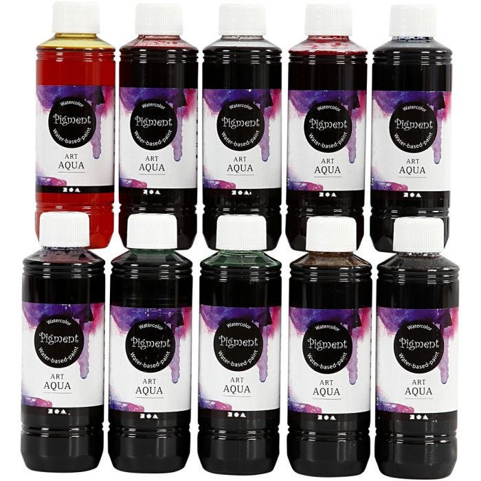 Acuarela Líquida, surtido de colores, 10x250 ml/ 1 paquete