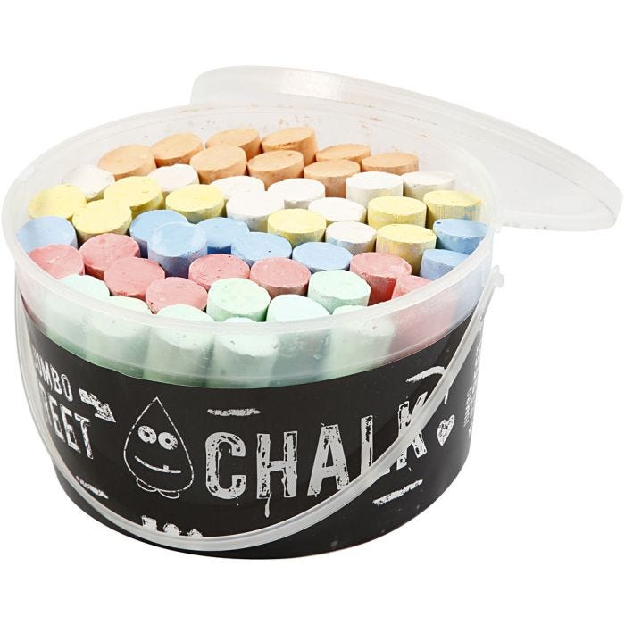 Tiza para Pavimento, surtido de colores, 50 ud/ 1 cubo