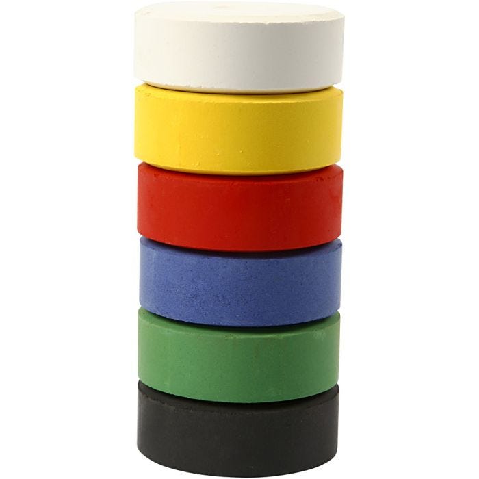 Acuarelas, A: 16 mm, dia 44 mm, colores primario, 6 ud/ 1 paquete