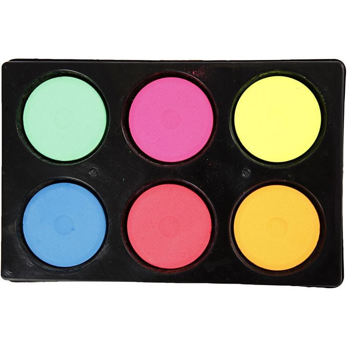 Acuarelas, A: 16 mm, dia 44 mm, colores neón, 1 paquete