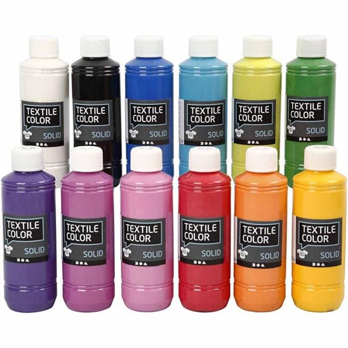 Sólido textil, opaco, surtido de colores, 12x250 ml/ 1 paquete