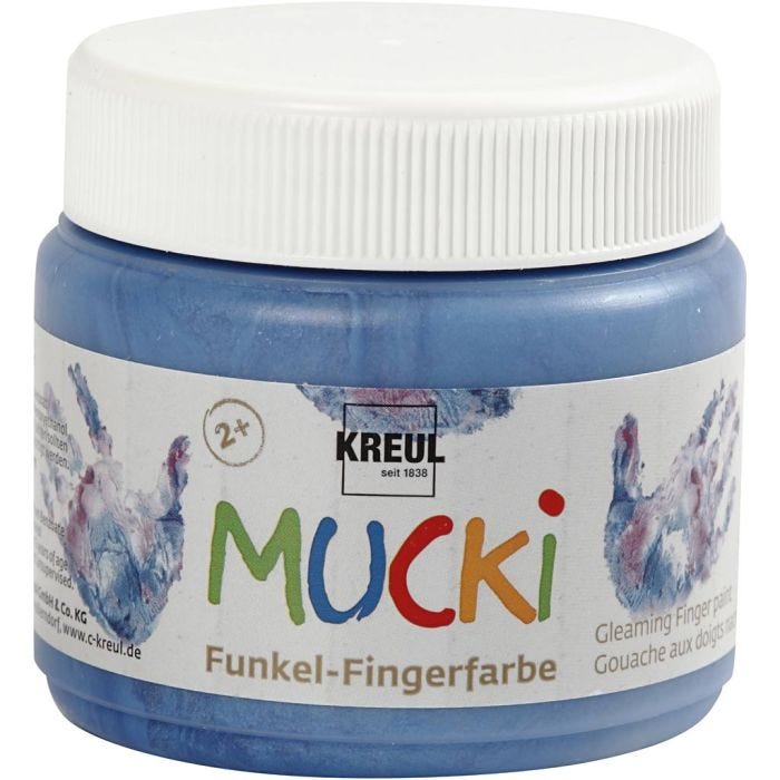 Mucki Pintura de dedo, azul metalizado, 150 ml/ 1 bote