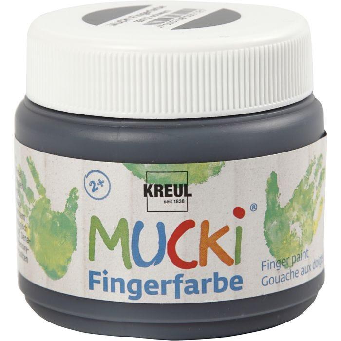 Mucki Pintura de dedo, negro, 150ml/ 1 bote