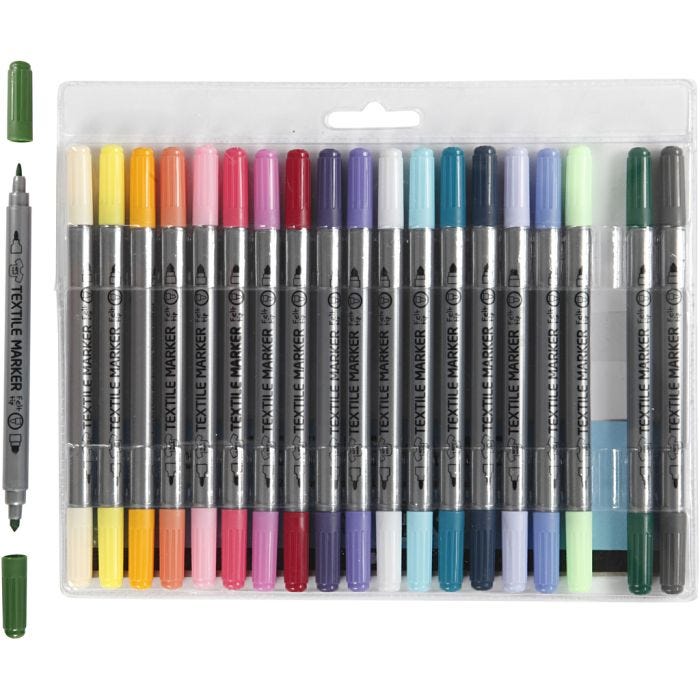 Rotuladores para tela, trazo ancho 2,3+3,6 mm, colores adicionales, 20 ud/ 1 paquete