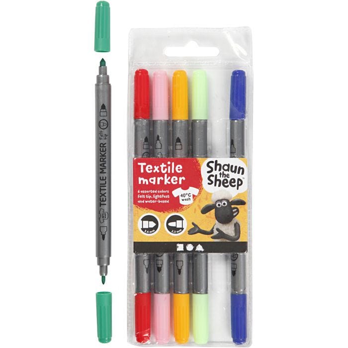 Rotuladores para tela, trazo ancho 2,3+3,6, surtido de colores, 6 ud/ 1 paquete