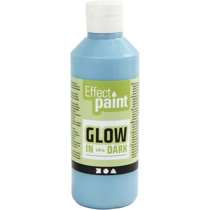 Pintura Luminosa en la Oscuridad, azul claro fluorescente, 250 ml/ 1 botella